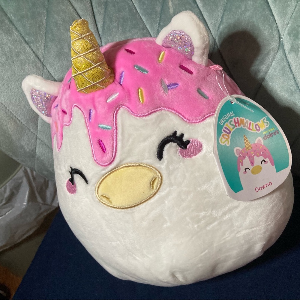 Dawna  Pink and White Unicorn with Gold Horn squishmallow